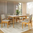 Ver imagem 1 de Conjunto Sala de Jantar 6 Cadeiras Tampo de Vidro Siera Marrom Cerejeira/Bege Claro