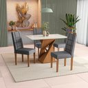 Ver imagem 1 de Conjunto Sala de Jantar Luna Kappesberg 4 Cadeiras Veludo Titanio