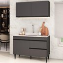 Ver imagem 1 de Armário Cozinha Modulada Compacta com Pia 120cm Milano Multimóveis MCR2475 Grafite/Creme