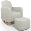 Ver imagem 1 de Poltrona de Amamentação com Balanço e Puff Orgânico Saori W01 Linho Cru - Lyam Decor