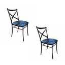 Ver imagem 1 de Kit 2 Cadeiras Catrina Sala de Jantar Apartamento Estilo Industrial Aço Estofado Ramado Preto