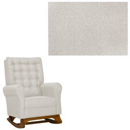 Poltrona de Amamentação Manuela com Puff Bebê Completo: Boucle Natural - 5