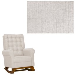 Poltrona de Amamentação Manuela com Puff Bebê Completo: Boucle Natural - 2