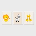 Ver imagem 1 de Kit Três Quadros Safari Leão, Girafa e Zebra