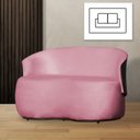 Ver imagem 5 de Namoradeira Poltrona 2 Lugares Bia Composê Veludo com Corino Cor:rosa Chiclete
