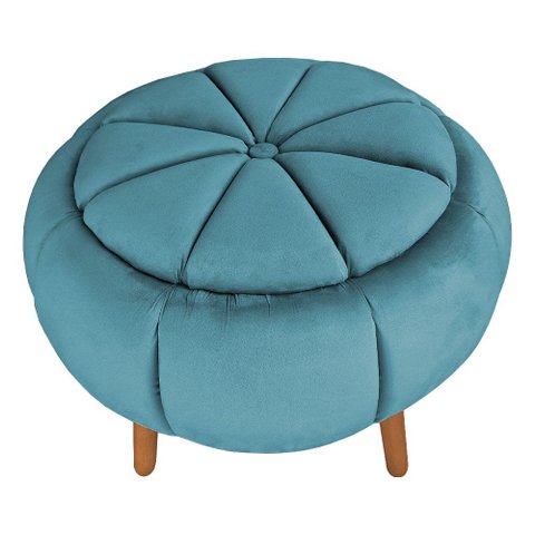 Puff da Vinci 65 Cm Palito Suede Slk Decor Marinho Amara Azul Turquesa