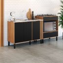 Ver imagem 2 de Balcão de Pia com Espaço para Cooktop e Forno Karina Nogal Preto - Alj Móveis