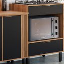 Ver imagem 3 de Balcão de Pia com Espaço para Cooktop e Forno Karina Nogal Preto - Alj Móveis