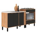 Ver imagem 1 de Balcão de Pia com Espaço para Cooktop e Forno Karina Nogal Preto - Alj Móveis