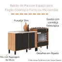 Ver imagem 6 de Balcão de Pia com Espaço para Cooktop e Forno Karina Nogal Preto - Alj Móveis