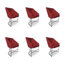 Ver imagem 1 de Kit 6 Poltronas Luxo Alana Suede Base Ferro Preto - Pallazio Cor:Vermelho