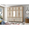 Roupeiro / Guarda Roupas Diam Triplex 2.40m com Espelho Casal Amplo Espaço Interno e Gavetas com Cha - 1