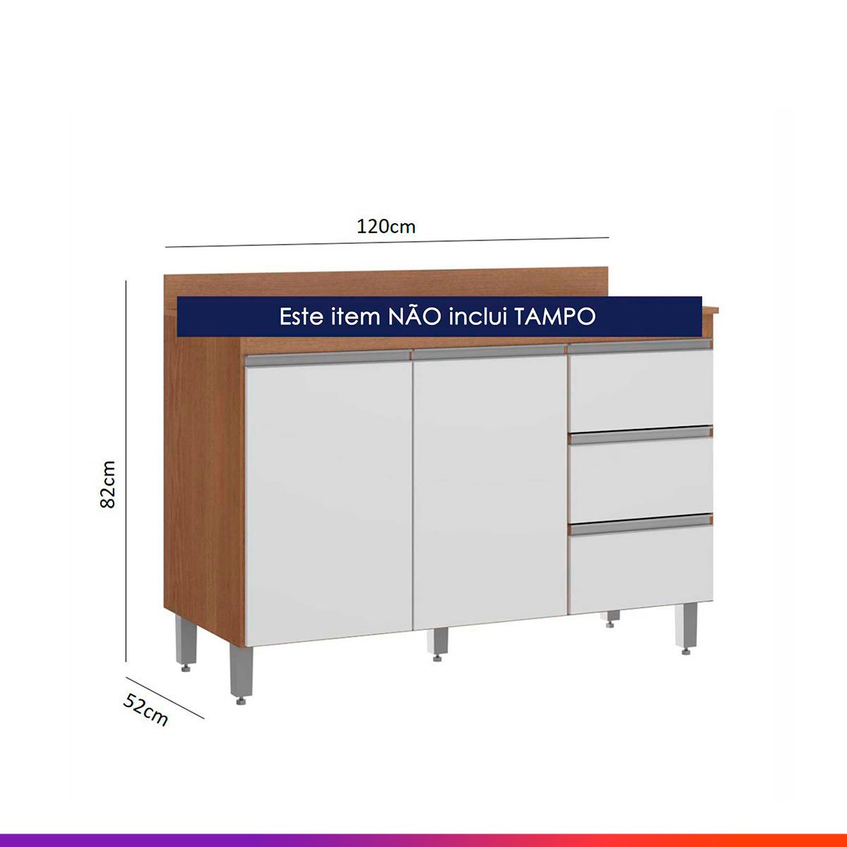 Cozinha Completa Modulada Grande Itália 440 Cm Com Balcão 11 Portas Branco Avelã MDP - PRIME - 9