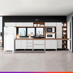 Cozinha Completa Modulada Grande Itália 440 Cm Com Balcão 11 Portas Branco Avelã MDP - PRIME - 2