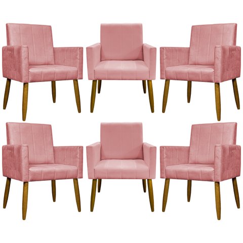 Kit 6 Poltronas Decorativas para Sala Mari Suede Cores
