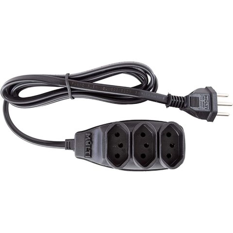 Extensão Preta 3t Tripolar com 10 Metros 2p+t 10 Ampères 250vac - 01574 - Multicraft
