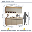 Ver imagem 4 de Cozinha Completa Modulada 4 Peças 7 Portas 3 Gavetas 100% MDF Realeza Premium Bege/Carvalho/Greige