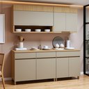 Ver imagem 1 de Cozinha Completa Modulada 4 Peças 7 Portas 3 Gavetas 100% MDF Realeza Premium Bege/Carvalho/Greige