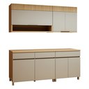 Ver imagem 3 de Cozinha Completa Modulada 4 Peças 7 Portas 3 Gavetas 100% MDF Realeza Premium Bege/Carvalho/Greige