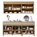 Ver imagem 5 de Cozinha Completa Modulada 4 Peças 7 Portas 3 Gavetas 100% MDF Realeza Premium Bege/Carvalho/Greige