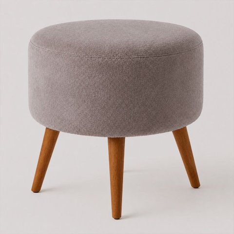 Puff Redondo Pés Madeira 40cm Yuna Veludo Nobre Avelã - Sallar Home