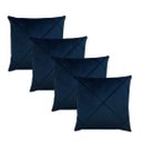 Ver imagem 1 de Kit 4 Capas para Almofada em Veludo Drapeada Quadrada Azul Marinho