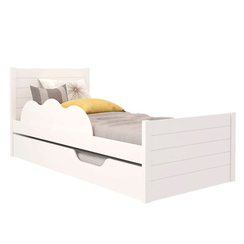 Cama Bibox Solteiro Protetor Lateral 100% MDF Elza Cimol Branco - CIMOL MOVEIS