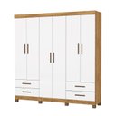 Ver imagem 2 de Guarda-Roupa 6 Portas 4 Gavetas com Pés Genova Branco/Cinamomo
