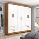 Ver imagem 1 de Guarda-Roupa 6 Portas 4 Gavetas com Pés Genova Branco/Cinamomo