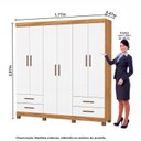 Ver imagem 3 de Guarda-Roupa 6 Portas 4 Gavetas com Pés Genova Branco/Cinamomo
