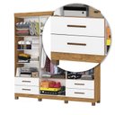Ver imagem 6 de Guarda-Roupa 6 Portas 4 Gavetas com Pés Genova Branco/Cinamomo