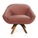 Ver imagem 5 de Kit 02 Poltronas Veludo Rosê Base Madeira