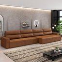 Ver imagem 1 de Sofá Retrátil 6 Lugares 364cm Nero Couro Caramelo Manchado G52 - Gran Belo