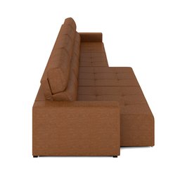 Sofá Retrátil 6 Lugares 364cm 4 Módulos Nero Couro Manchado Claro G52 - Gran Belo - 7