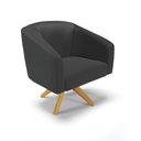 Ver imagem 4 de Kit 01 Namoradeira 02 Lugares e 01 Poltrona Giratória Stella Corino Preto Base Madeira MA30 - D'
