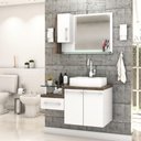 Ver imagem 1 de Conjunto Balcão C-cuba Aria 41 e Espelheira Legno 830 Branco Chess C-carvalho Branco Chess C-