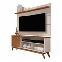 Ver imagem 1 de Rack com Painel Malbec Wood 1,36m Off White e Freijó para Sala Moderna Completa