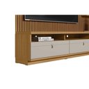 Ver imagem 3 de Home P/ Tv até 75 Pol Ouro Preto Ripado C/ 2gav. 1pta. 3 Prat. e Leds 224x198cm Nature/off White -