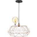 Ver imagem 1 de Pendente Aramado Estádio Grande Cabo 2M Luxo Luminária Lustre Teto Vintage Cobre Rose Gold Lâmpada A