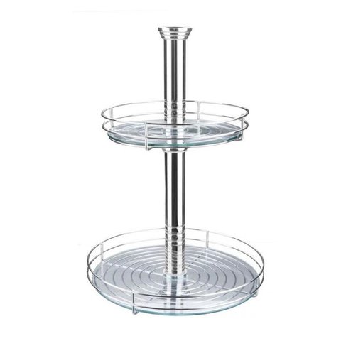 Fruteira Cromada 2085 com 2 Cestos e Tampo de Vidro Masutti Copat Altura 650 Mm