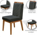 Ver imagem 5 de Kit 2 Cadeira de Jantar Estofada Luna Linho Cinza Escuro Base Madeira