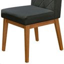 Ver imagem 4 de Kit 2 Cadeira de Jantar Estofada Luna Linho Cinza Escuro Base Madeira