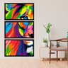 Quadros Decorativos Kit 3 Quadros Grandes Leão Colorido Quero Mais Quadros KC3V - 2