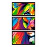 Quadros Decorativos Kit 3 Quadros Grandes Leão Colorido Quero Mais Quadros KC3V - 1