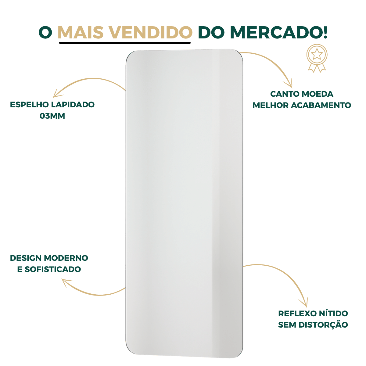 Espelho Grande Corpo Inteiro Lapidado Retangular Decorativo Sala Quarto 100x40 S/ Moldura C/suporte - 6