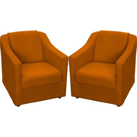 Kit 2 Poltronas Mila Pé de Plástico Cromado - Terracota Suede