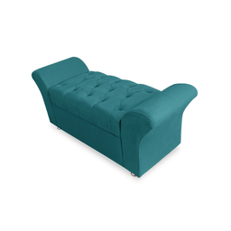 Kit Cabeceira Geovana com Baú Veneza Casal 140 Cm Suede Azul Turquesa - Incasa Decor - 3