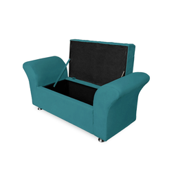 Kit Cabeceira Geovana com Baú Veneza Casal 140 Cm Suede Azul Turquesa - Incasa Decor - 4