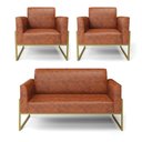 Ver imagem 1 de Sofá Namoradeira com 2 Poltronas Base Industrial Alta Dourado Marisa Corano D03 - D\'rossi Cor