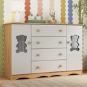 Ver imagem 1 de Cômoda Infantil 125cm 2 Portas com Vidro e 4 Gavetas Doçura Multimóveis Mp4495 Madeirado/off